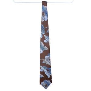 Vintage Wemlon By Wembley Mens Brown Blue Floral Necktie
